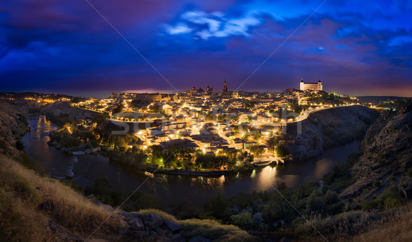 Toledo skyline after sunset, Castilla-La Mancha, Spain Stock photo © fisfra