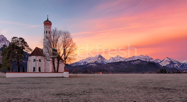 St. Coloman church at sunrise, Alps, Bavaria, Germany Stock photo © fisfra