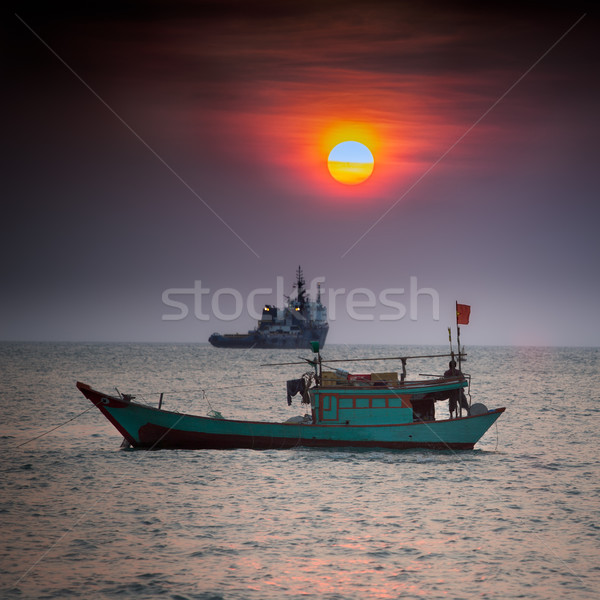 Small fishing boat in South China Sea, Vung Tau, Vietnam Stock photo © fisfra