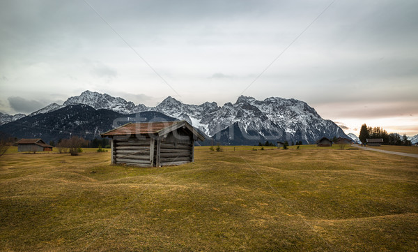 Stockfoto: Schuur · alpen · Duitsland · zonsondergang · natuur · landschap