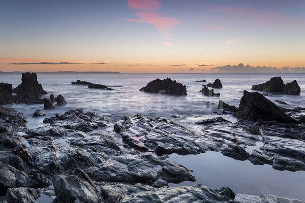 Stock fotó: Cornwall · napfelkelte · tengerpart · dél · part · víz