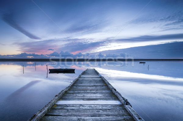 Flotte Sonnenuntergang Strand Wasser Wolken Landschaft Stock foto © flotsom