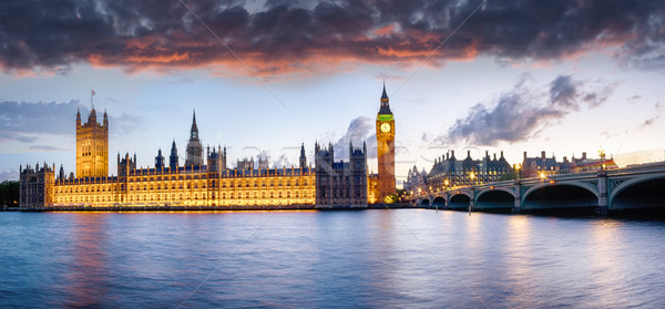 London Dämmerung Häuser Parlament Westminster Brücke Stock foto © flotsom