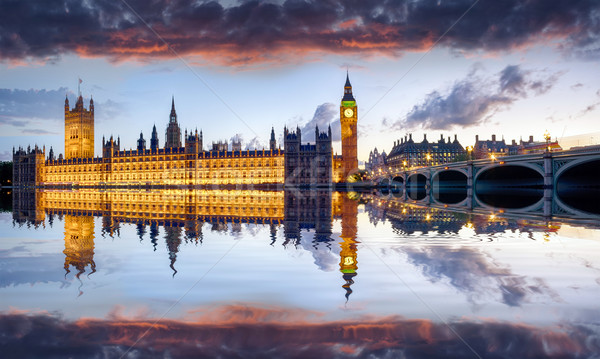 London házak parlament Westminster híd tüzes Stock fotó © flotsom