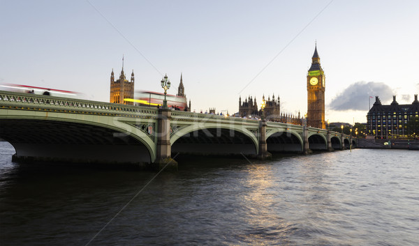 Dämmerung Westminster Brücke London Big Ben Häuser Stock foto © flotsom