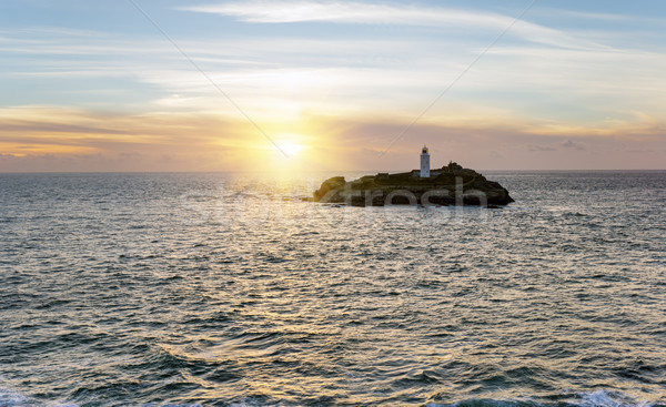 Foto stock: Farol · ilha · pôr · do · sol · natureza · paisagem · mar