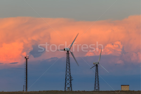 Alternative Energie Remote Himmel Sonnenuntergang orange Stock foto © fogen