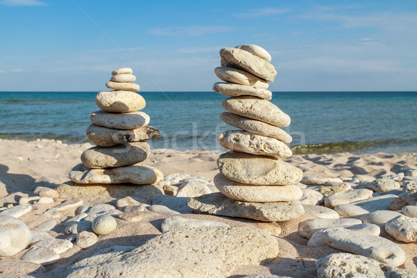 stone piles on the beach Stock photo © fogen