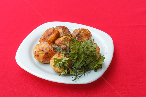 Sült krumpli petrezselyem krumpli piros zöld Stock fotó © fogen