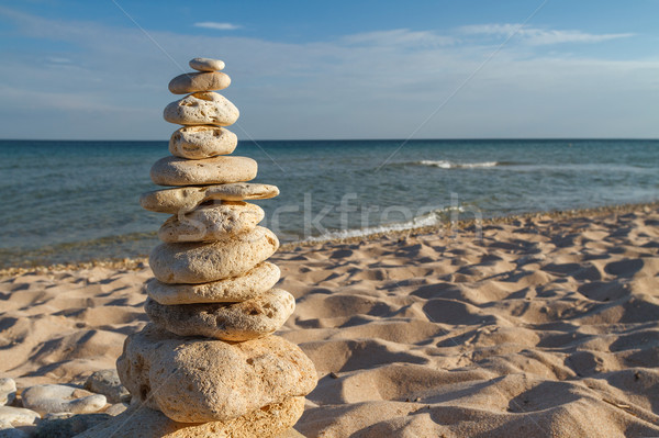 Stockfoto: Steen · strand · evenwicht · harmonie · rotsen · kust