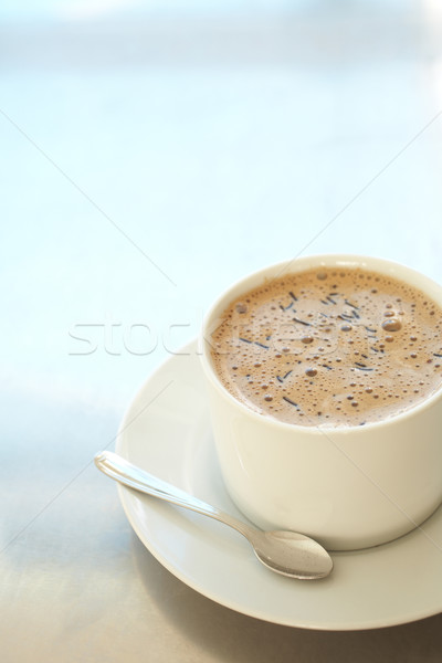 Cafe tazza di caffè fresche schiumoso bianco argento Foto d'archivio © Forgiss