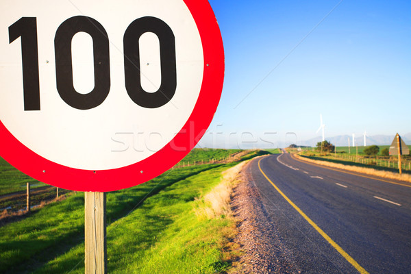 Road sign for speed limit Stock photo © Forgiss