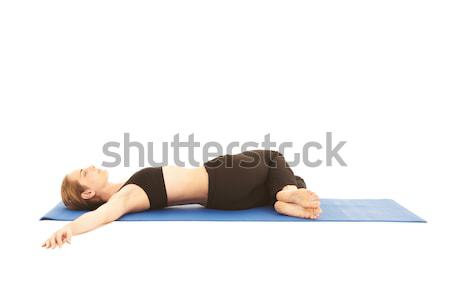 Pilates wykonywania dopasować młodych brunetka instruktor Zdjęcia stock © Forgiss