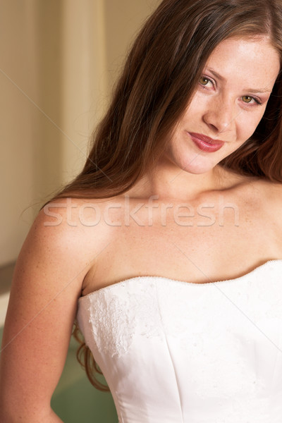 Oblubienicy młodych biały suknia ślubna moda model Zdjęcia stock © Forgiss