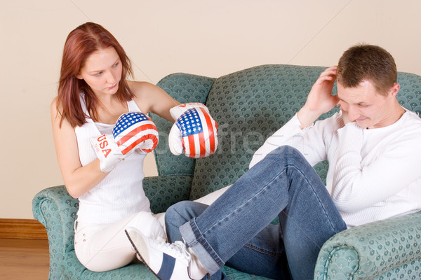 Couple 40 femme copain gants de boxe fille [[stock_photo]] © Forgiss