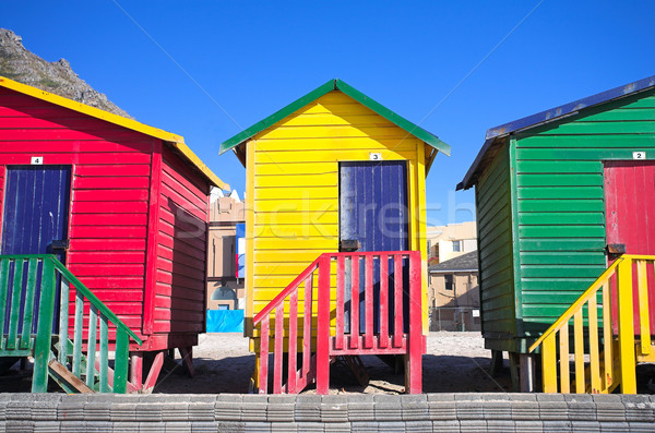 Strand veelkleurig dressing kamers surfers hoek Stockfoto © Forgiss