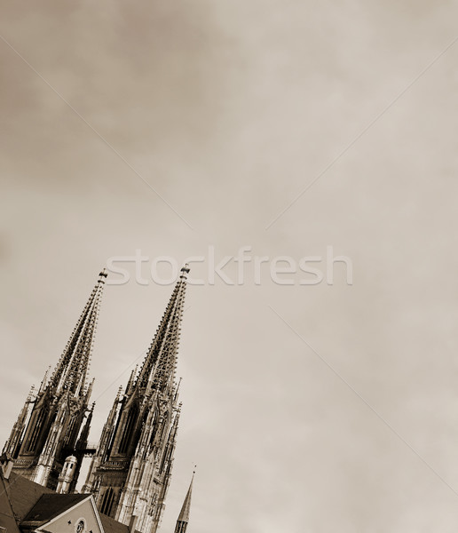 Katedral Almanya kış siyah beyaz Bina Stok fotoğraf © Forgiss