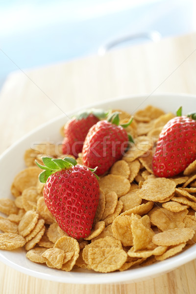 Breakfast cereal with strawberries Stock photo © Forgiss