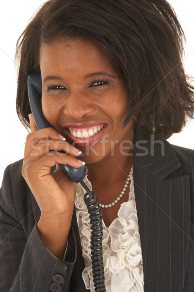 Belle africaine femme d'affaires portrait jeunes parler Photo stock © Forgiss