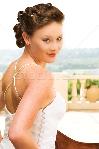 Stockfoto: Sexy · jonge · brunette · bruid · witte