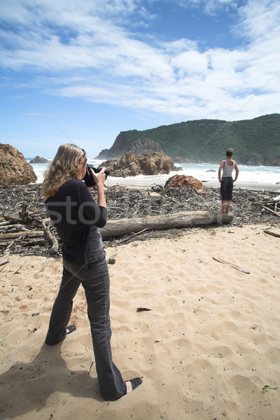 Stock photo: Model shoot at The Heads beach in Knysna