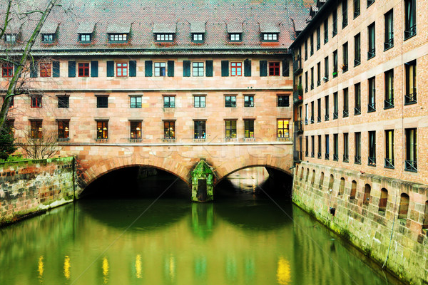 München épület víz tél folyó építészet Stock fotó © Forgiss