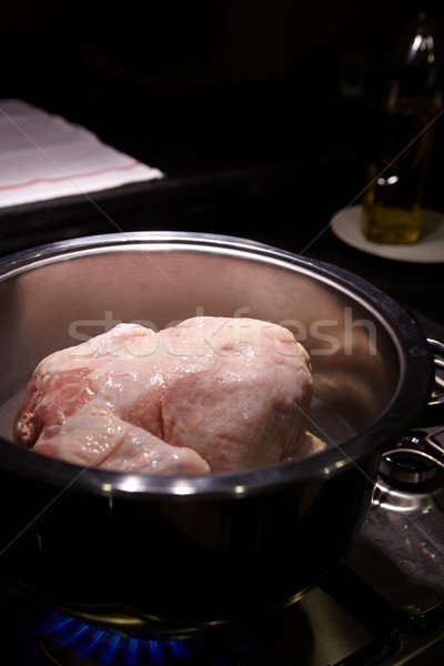 Chicken in pot Stock photo © Forgiss