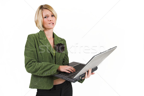 Działalności pani blond business woman notebooka komputera Zdjęcia stock © Forgiss