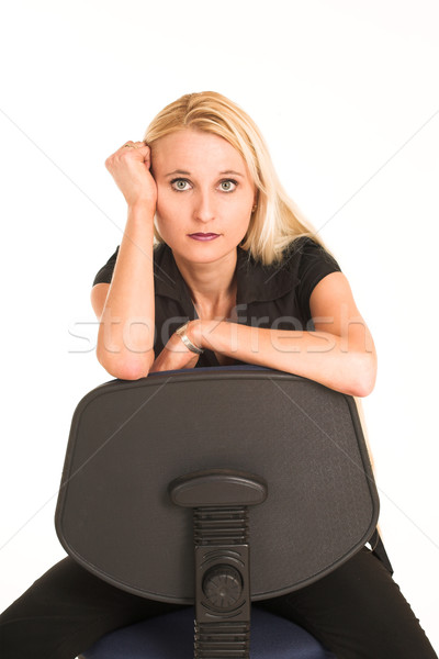 деловой женщины черный одежды сидят офисные кресла Сток-фото © Forgiss