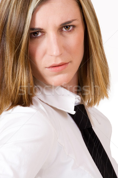 Szczęście 12 business woman biały shirt czarny Zdjęcia stock © Forgiss