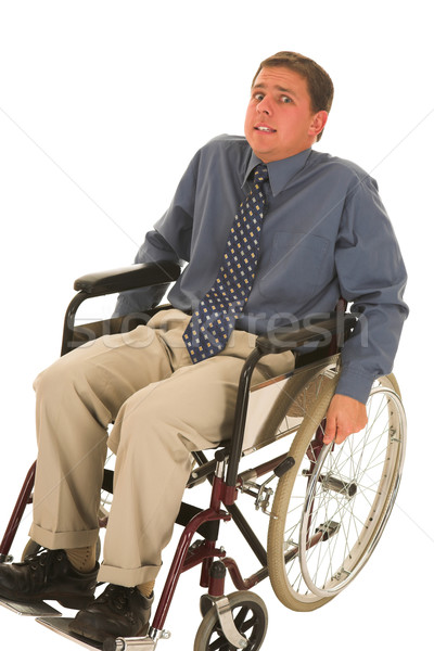 Imprenditore uomo seduta sedia a rotelle sfondo suit Foto d'archivio © Forgiss