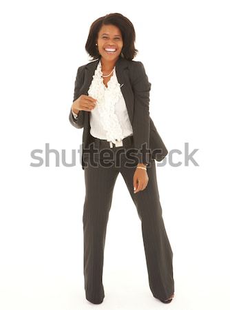 Schwarz Geschäftsfrau tragen grau Stock foto © Forgiss