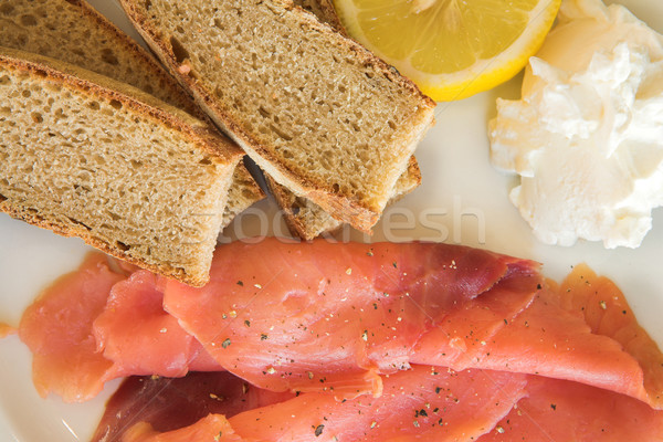 Déjeuner 14 pain de blé entier saumon citron crème [[stock_photo]] © Forgiss