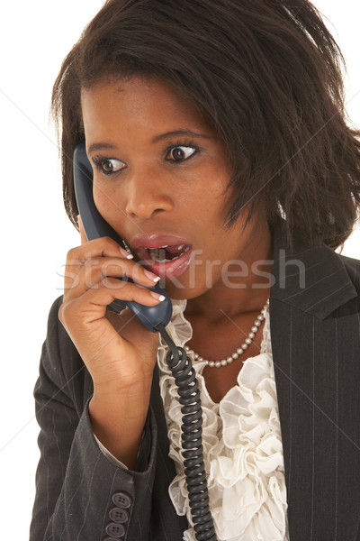 Belle africaine femme d'affaires portrait jeunes parler Photo stock © Forgiss