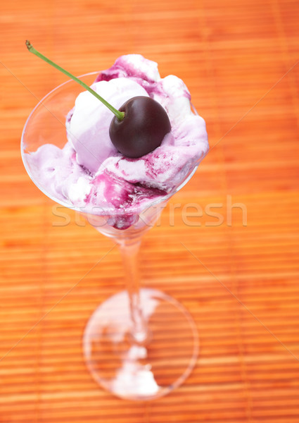 Stockfoto: Kers · ijs · dessert · roze · witte · icecream