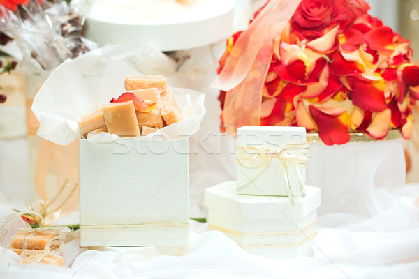 [[stock_photo]]: Confiserie · blanche · coffrets · cadeaux · mariage