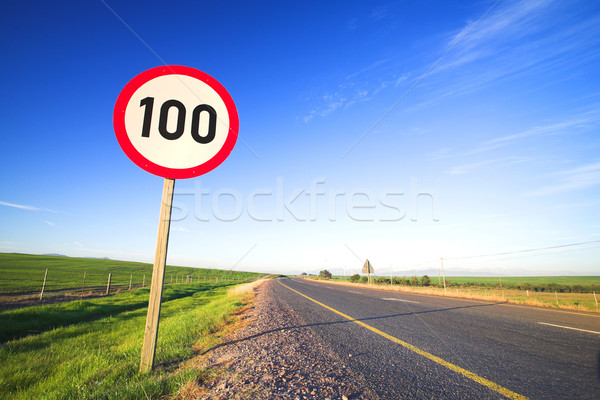 Road sign for speed limit Stock photo © Forgiss