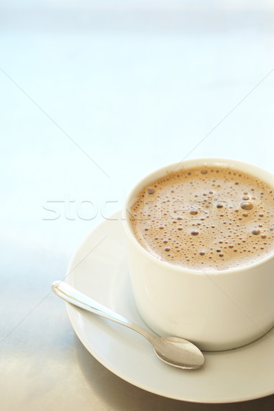 Stock foto: Kaffeehaus · Kaffeetasse · frischen · schaumig · weiß · Silber