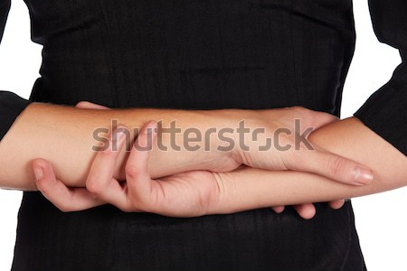 Adulto mulher lingerie lingerie preta mão peito Foto stock © Forgiss