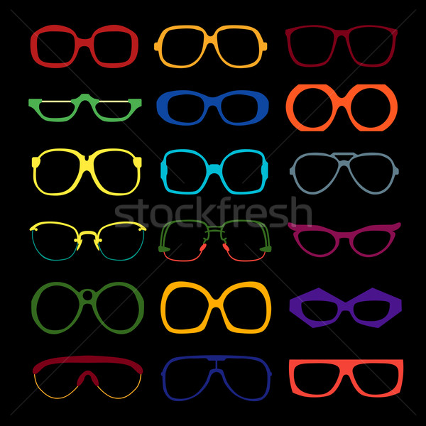 Vector set of colored glasses. Retro, geek, hipster frames. Stock photo © Fosin