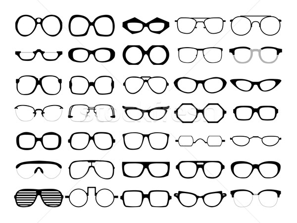 Vector set of glasses. Retro, wayfarer, geek, hipster frames. Stock photo © Fosin