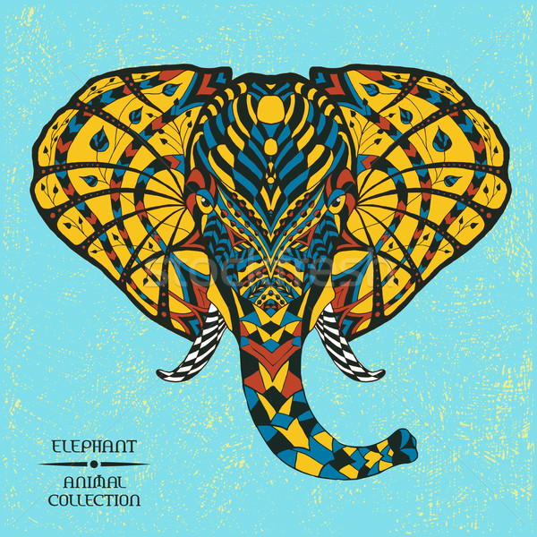 Elephant. Ethnic patterned vector illustration. African, indian, totem, tribal, zentangle design Stock photo © Fosin