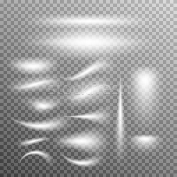 Stock photo: Vector set of glowing light bursts on grey white