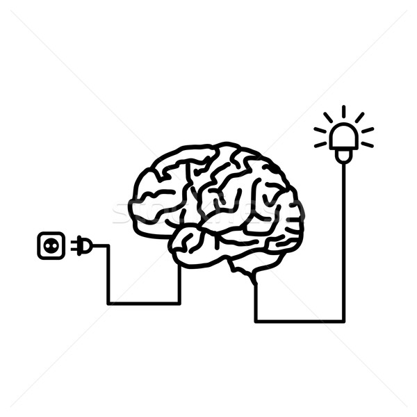 Brain icon isolated on white background. Stock photo © Fosin