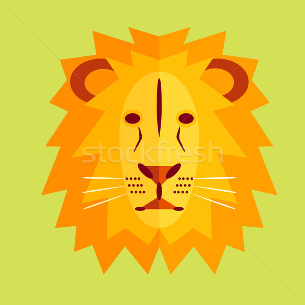 [[stock_photo]]: Lion · géométrique · style · tête · internet · résumé