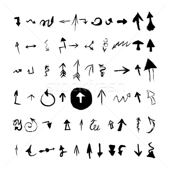 Arrows set. Vector hand drawn with ink in brush stroke style arrows elements for your design Stock photo © Fosin