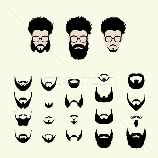 Vector set of hipster style haircut, glasses, beard, mustache Stock photo © Fosin
