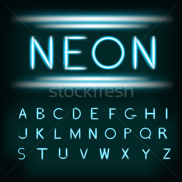 Neon świetle alfabet chrzcielnica typu rur Zdjęcia stock © Fosin