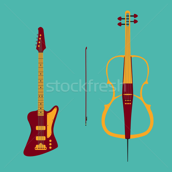 [[stock_photo]]: Basse · violoncelle · chaîne · électriques · arc