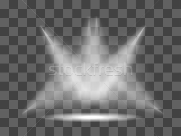Realistic white gray glowing spotlights on transparent laid background Stock photo © Fosin
